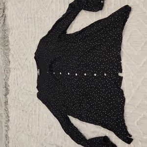 J.Jill 100% polyester black and white square polka dot blouse size XL!